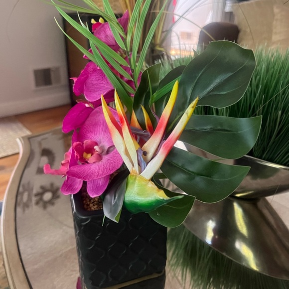 Pier 1 Vintage Tropical Plant Flower Floral Island Ceramic Vase Exotic Bold New - Picture 5 of 7